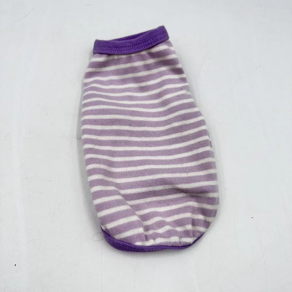 XS 2.5-4.5 lbs Cotton Dog Sweatshirt Sweater Puppy Teacup Purple Stripe - Picture 2 of 6